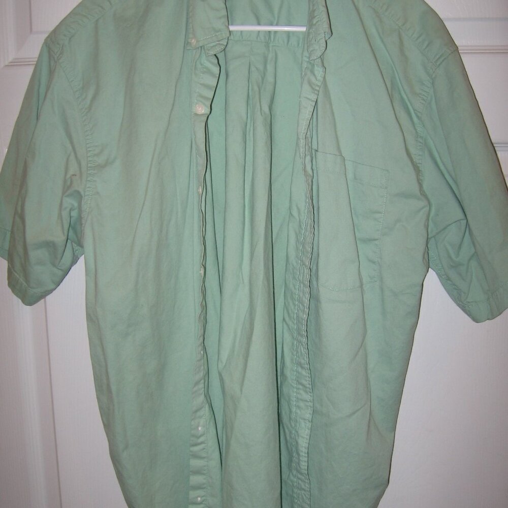 Reservoir 100% Cotton Short Sleeve Button-Down Shirt Men's Large Green